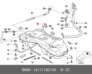 Бак топливный 16 11 1 183 145 BMW