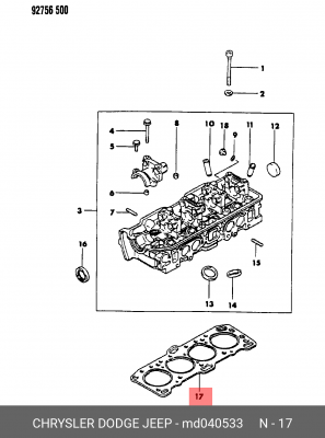 Прокладка, головка цилиндра MD04 0533 CHRYSLER