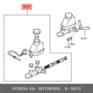 Главный тормозной цилиндр 58510M3000 HYUNDAI KIA