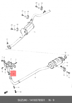 Прокладка, выпускной трубопровод 14183-78501 SUZUKI