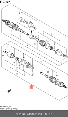 Шарнирный комплект, приводной вал 44102-63J00 SUZUKI