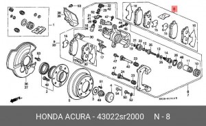 Комплект тормозных колодок, диско 43022-SR2-000 HONDA