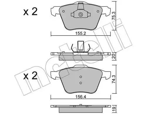 Комплект тормозных колодок, диско 2205991 METELLI