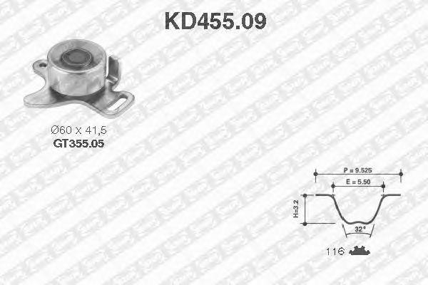 Комплект ремня ГРМ KD455.09 NTN SNR