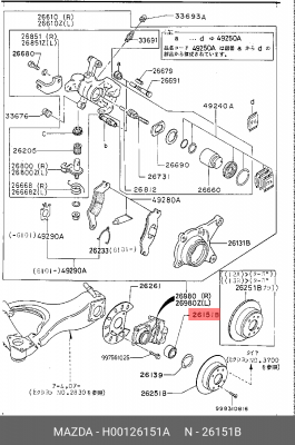 Комплект подшипника ступицы колеса H001-26-151A MAZDA