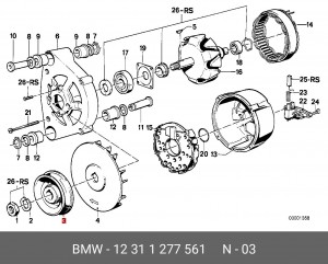 Ременный шкив, генератор 12 31 1 277 561 BMW