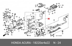 Средний глушитель выхлопных газов 18220SR4A22 HONDA