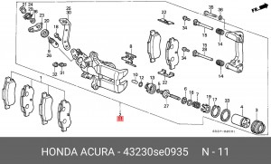 Ремкомплект, тормозной суппорт 43230SE0935 HONDA