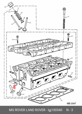 Направляющая втулка клапана LGJ100540 MG ROVER LAND ROVER