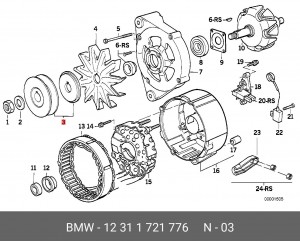 Ременный шкив, генератор 12 31 1 721 776 BMW