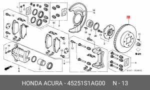 Тормозной диск 45251-S1A-G00 HONDA