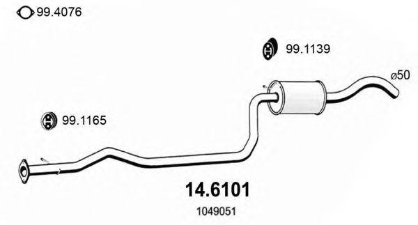 Средний глушитель выхлопных газов 146101 ASSO