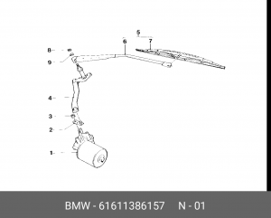 Двигатель стеклоочистителя 61 61 1 386 157 BMW
