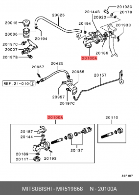 Главный цилиндр, система сцепления MR519868 MITSUBISHI