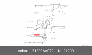 Термостат, охлаждающая жидкость 21200AA072 SUBARU