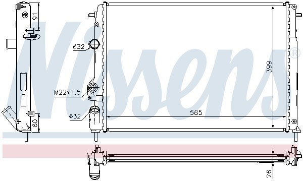 Радиатор, охлаждение двигател 63896A NISSENS