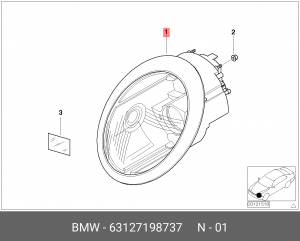 Основная фара 63 12 7 198 737 BMW