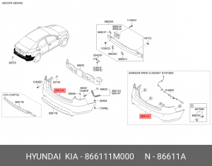 Бампер задний 866111M000 HYUNDAI KIA