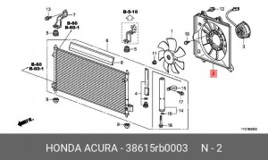 Диффузор радиатора охлаждения под вентилятор 38615RB0003 HONDA