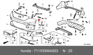 Кронштейн крепления бампера 71193SWA003 HONDA