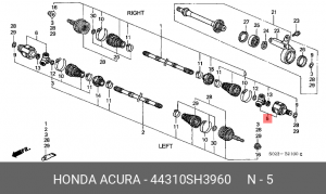 Шарнирный комплект, приводной вал 44310-SH3-960 HONDA