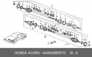 Шарнирный комплект, приводной вал 44306SB0970 HONDA