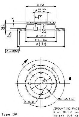 Тормозной диск 08.9138.10 BREMBO