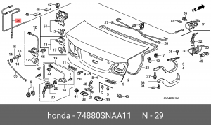 Трос замка открывания двери 74880SNAA11 HONDA