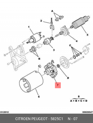 Кронштейн, угольная щетка 5825 C1 CITROEN PEUGEOT
