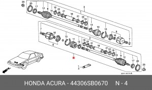 Шарнирный комплект, приводной вал 44306SB0670 HONDA