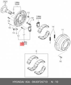 Цилиндр тормозной рабочий 0K43F26710 HYUNDAI KIA
