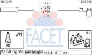 Ккомплект проводов зажигания 4.8494 FACET