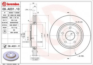 Тормозной диск 09.A031.10 BREMBO