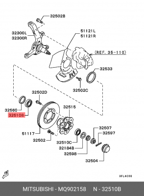 Подшипник ступицы колеса MQ902158 MITSUBISHI