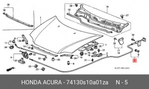 Трос замка открывания капота 74130S10A01ZA HONDA