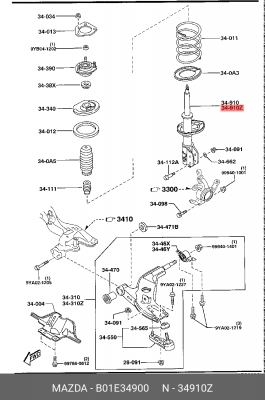 Амортизатор подвески B01E34900 MAZDA