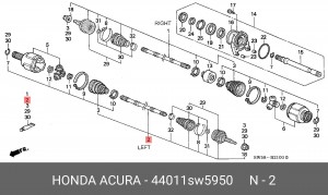 Шарнирный комплект, приводной вал 44011SW5950 HONDA