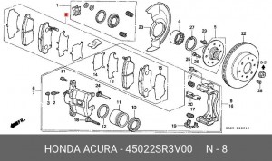 Комплект тормозных колодок, диско 45022-SR3-V00 HONDA