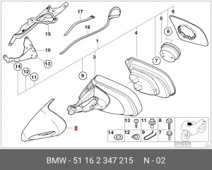 Крышка зеркала заднего вида 51 16 2 347 215 BMW