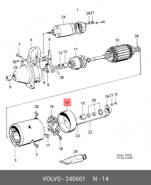 Подшипник коллектора, стартер 240601 VOLVO
