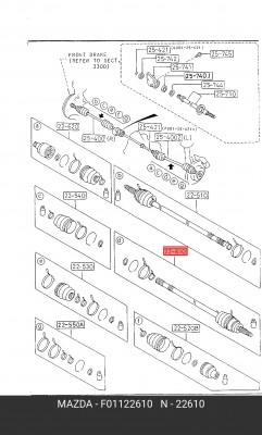 Вал привода колеса в сборе с ШРУСами F011-22-610 MAZDA