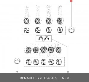 Вкладыши шатунные 7701348409 RENAULT