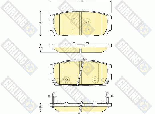 Комплект тормозных колодок, диско 6132969 GIRLING