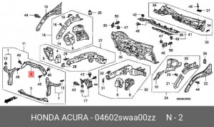 Балка крепления радиатора 04602SWAA00ZZ HONDA