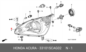 Основная фара 33101SCAG02 HONDA