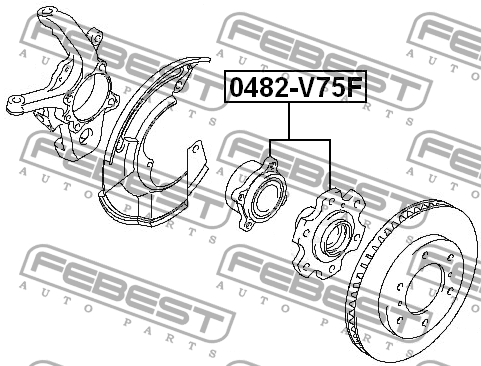 Подшипник ступицы колеса со ступицей (комплект) 0482-V75F FEBEST