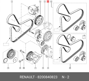 Натяжитель ремня приводного в сборе 8200840823 RENAULT