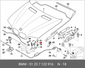 Крючок капота 51 23 7 122 916 BMW