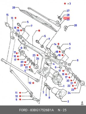 Рычаг стеклоочистителя, система очистки окон 83BG-17526-B1A FORD