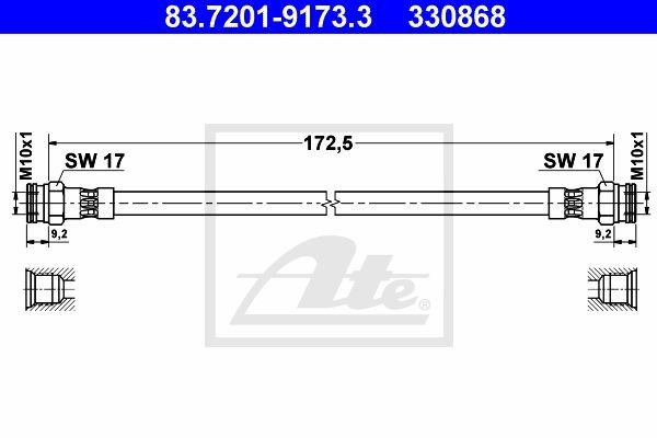 Тормозной шланг 83.7201-9173.3 ATE